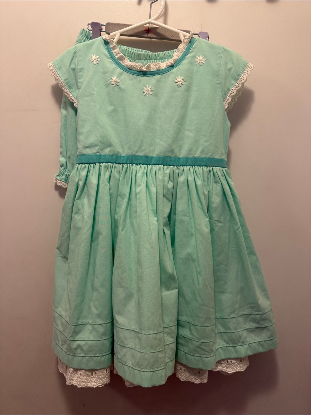 Love & Grow Matching Set - Classic Mint Lace-Trim Girls Dress 👗 & Bloomers